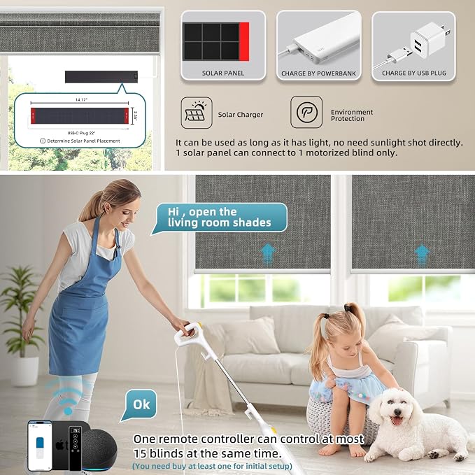 SmartWings Motorized 100% Blackout Shades Blinds, Custom Size, Cordless Window - Image 2