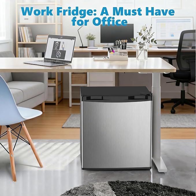 Antarctic Star Mini Fridge with Freezer, Rated 1.6 cu.ft, Small Upright Refrigerator with Removable Shelves, 7 Adjustable Thermostat, Low Noise for Bedroom/Apartment/Office,Silver - Image 6