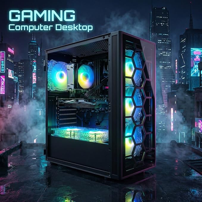 STGAubron Gaming PC Desktop,Core I7,RTX 3050 6G,32G RAM,1TB SSD | Gaming Computer Tower for Streaming,Video Editing,Home,School,I7 up to 3.9G,ARGB Fan,WiFi 6,BT 5.0,4K DP,HDMI,Win11 Home - Image 4