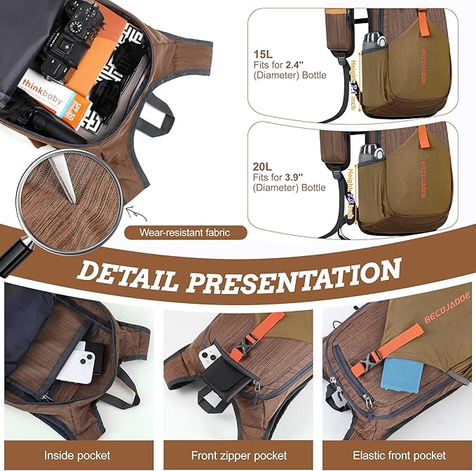 BECOJADDE 20L Small Hiking Backpack - Image 3