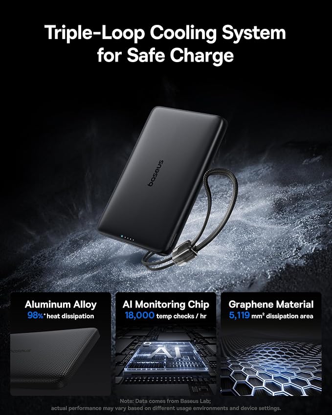 Baseus Picogo Qi2 15W Magsafe Portable Charger, 0.5" Ultra Slim 10000mAh Wireless Power Bank with 27W Built-in USB-C Cable, Magnetic Battery Pack for iPhone 17 Pro Max/17 Pro/Air/16/15/14/13/12 - Image 4