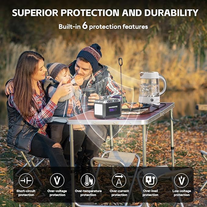 MARBERO 172Wh Solar Generator with 40W Solar Panel, Portable Solar Power Station 200W, Camping, Outdoor, Hiking, Fishing, Emergency, CPAP - Image 6