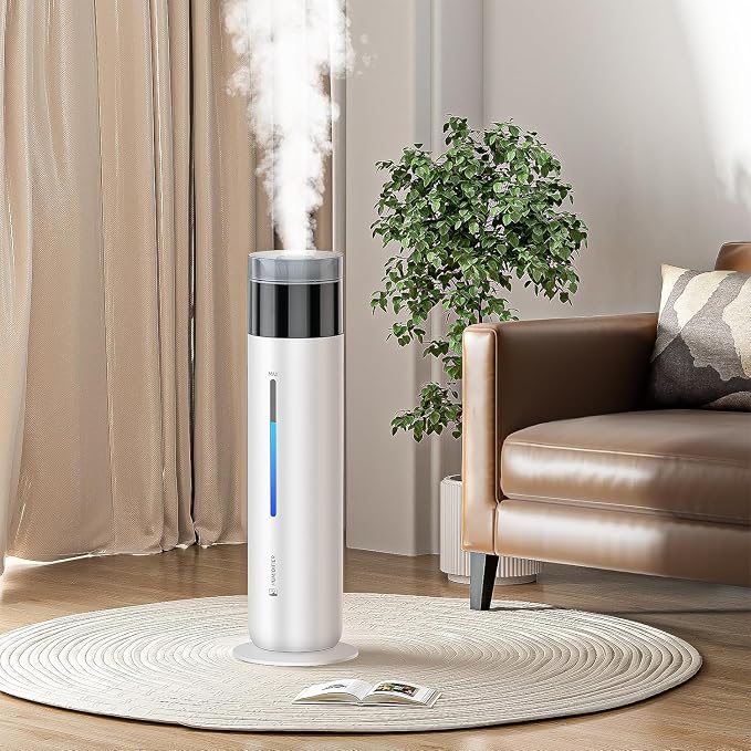 10L/2.6Gal Smart Humidifiers for Bedroom Large Room up to 600ft², 100H Runtime Cool Mist Top Fill, Ultra Quiet 30dB, Auto Control, Essential Oil Tray, Perfect for Bedroom, Office, Baby, White by Fierscial