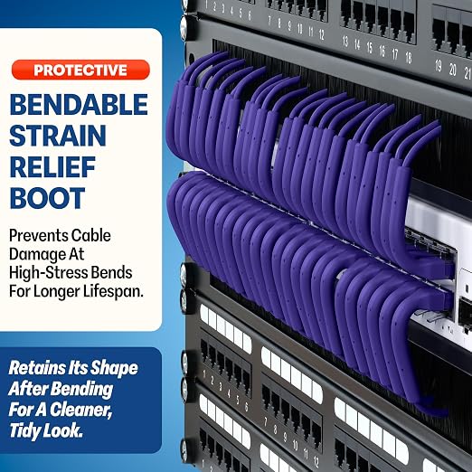 Everest Ultra Slim Cat6a Ethernet Patch Cables 1ft Purple - Image 3