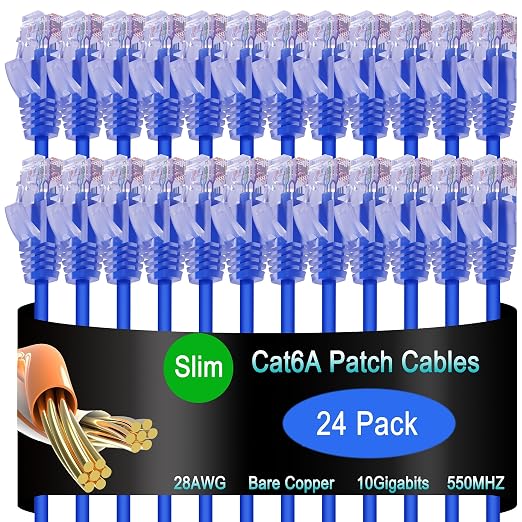 Cat6a Slim Ethernet Patch Cable 2 ft, Cat6a Patch Cable by Lysymixs