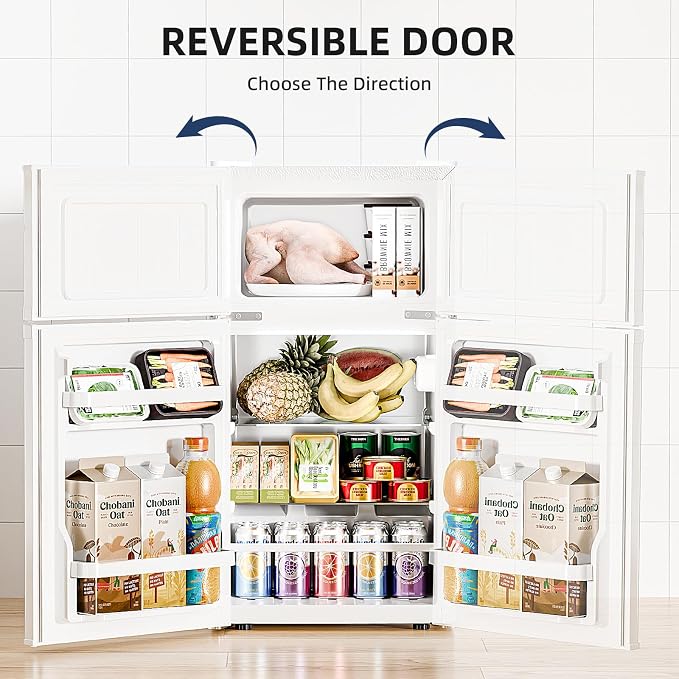 Antarctic Star Mini Fridge with Freezer, Double Door Compact Refrigerator, Adjustable Thermostat, Small Fridge for Bedroom Office Dorm Apartment, 2.45 Cu.Ft, White - Image 6
