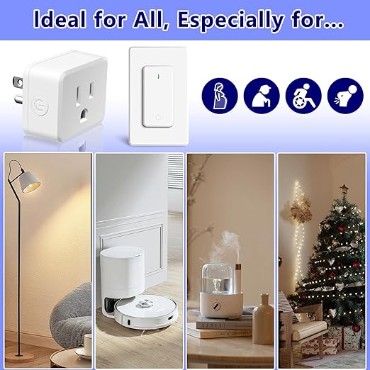 Remote Switch Outlet, Wireless On/Off Light Switch Wall Mounted, TUV Listed - Image 4