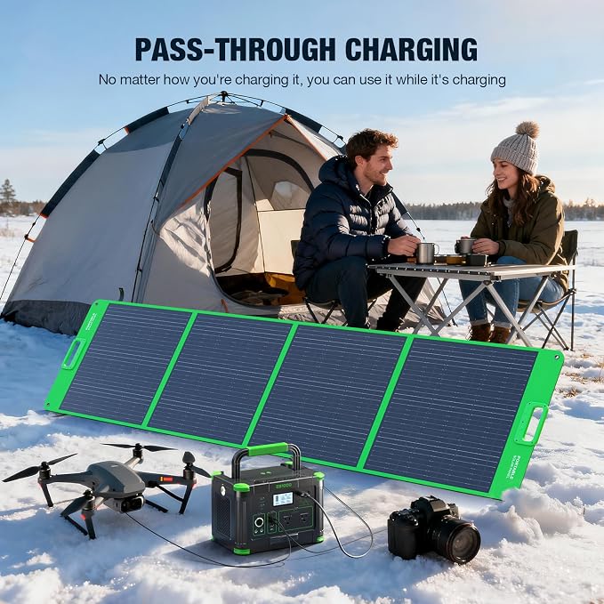 Portable Power Station 1000W (Peak 2000W), 999Wh Solar Generator, 110V Pure Sine Wave AC Outlet with PD 60W USB-C Fast Charging, Outdoor Camping RV Van Home Backup Off-Grid Living - Image 6