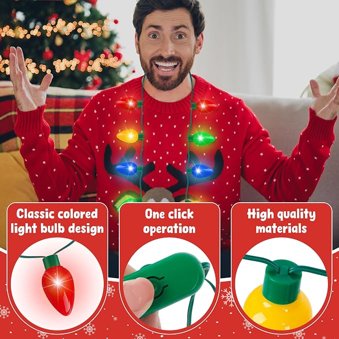 Blowata 12PCS Christmas Party Pavors, 3 Modes Christmas Light up Necklace - Image 3