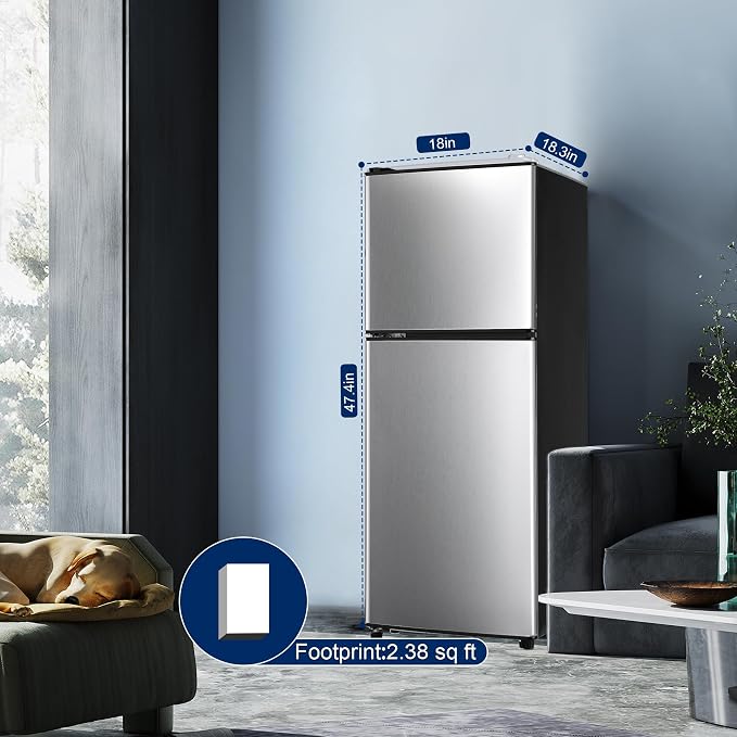 Small Refrigerator with Freezer 4.8 Cu. Ft. Mini Fridge with Freezer Silver | Compact Fridge for Apartment with Adjustable Thermostat & Removable Shelves, Mini Refrigerator for College, Dorm, Office - Image 6