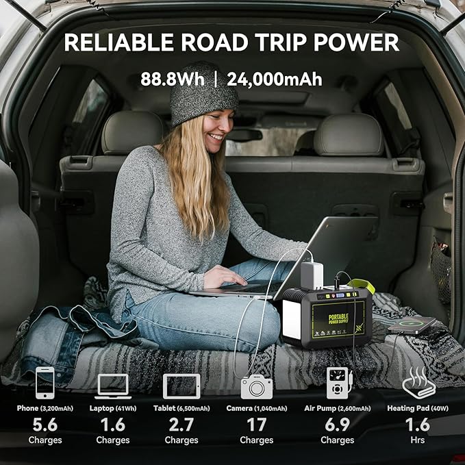 MARBERO 88.8Wh Solar Generator with 21W Solar Panel Included Portable Power Station 80W 110V 120W Max for Camping Outdoor Hiking Fishing Emergency - Image 2