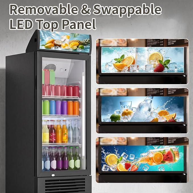 6 Cu.Ft Commercial Beverage Refrigerator with Glass Door | Merchandiser Display Fridge with LED Light, 7 Temp Control, 4 Lockable Casters for Retail Store Bar, Shops, Restaurants - Image 6