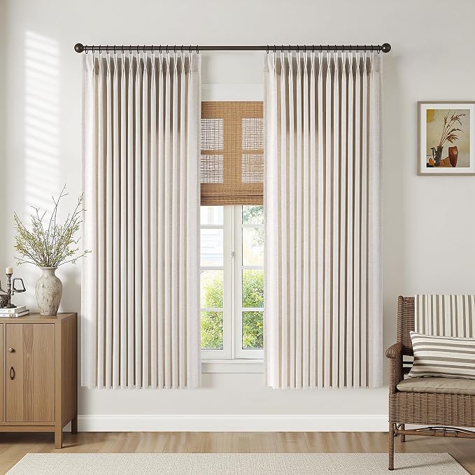 Memory Trained Pinch Pleated Curtains 45 Inches Long, Viral Linen Pinch Pleat - Image 2