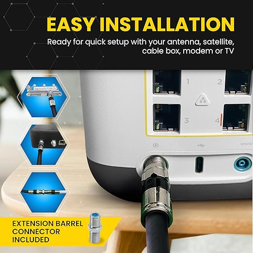 RG6 Coaxial Cable with F Connectors, High Speed Internet and TV Cord - Image 4