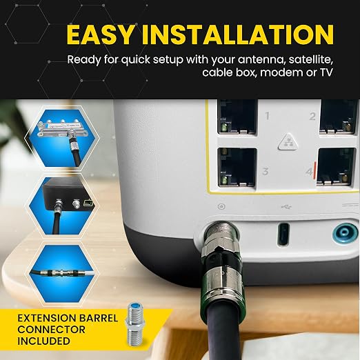 RG6 Coaxial Cable with F Connectors, High Speed Internet and TV Cord - Image 3