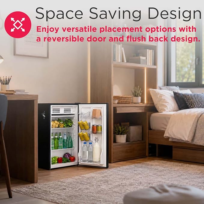 FRIGIDAIRE EFR376-BLACK 3.1 Cu Ft Black Retro Bar Fridge with Side Bottle Opener - Image 6