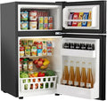 3.2 Cu.Ft Mini Fridge with Freezer, 2 Door Small Refrigerator with Adjustable Thermostat & Removable Glass Shelves, Mini Refrigerator for Dorm Office Kitchen, Black by ICYGLEE