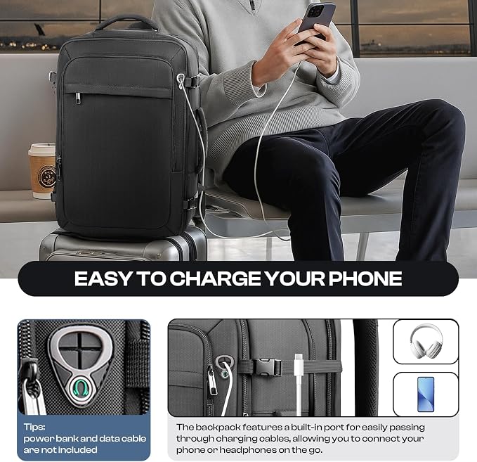 Carry on Backpack, Extra Large 55L Travel Backpack TSA Approved, Expandable - Image 6