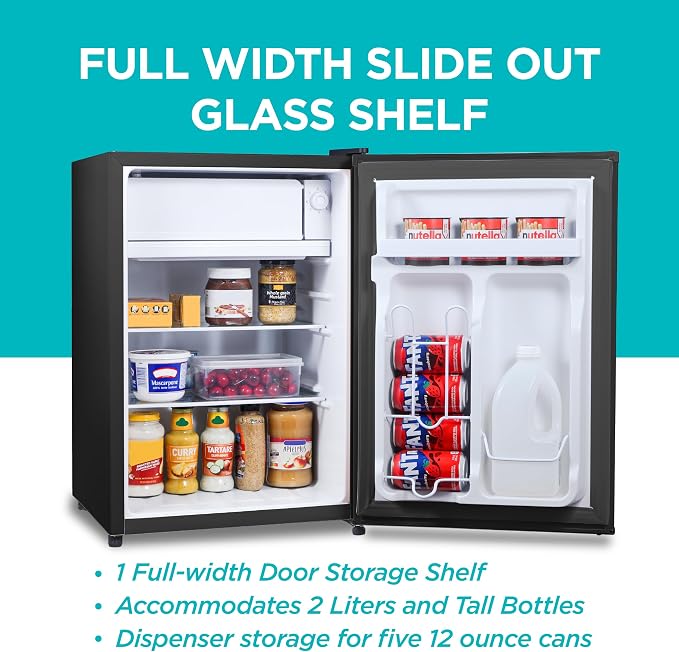 BLACK+DECKER 2.5 Cu. Ft. Compact Refrigerator, Energy Star, BCRK25B, Black | Energy Star Certified, Single Door Mini Fridge with Chiller Compartment, Personal Fridge for Home or Dorm, R600a Refrigerant - Image 4