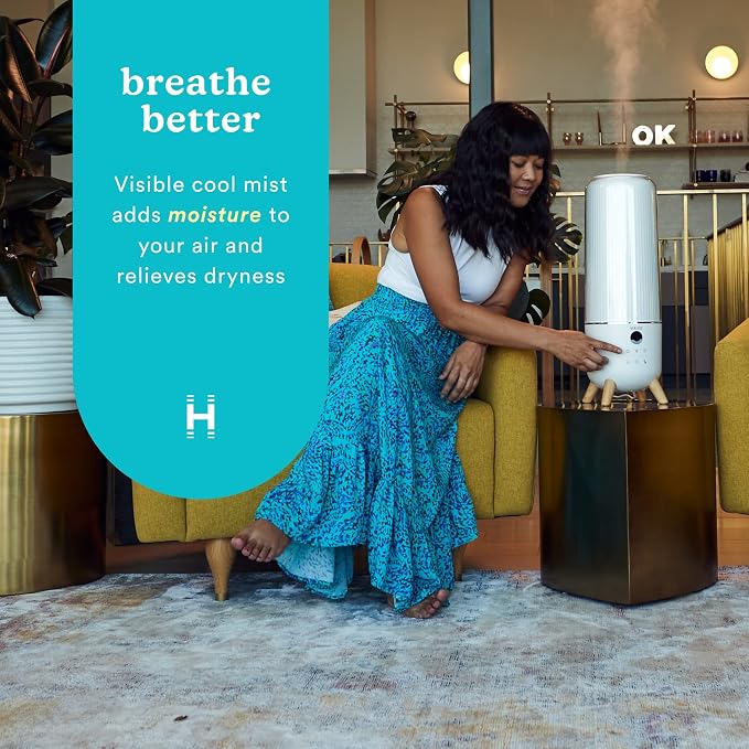 Homedics Ultrasonic Humidifier - Large Deluxe Air Humidifiers for Bedroom, Plants, Office - Top-Fill 1.47-Gallon Tank, Cool Mist, Essential Oil Pads and Built-In Timer, 3 Speed Settings, White - Image 2