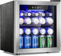 Antarctic Star 48 Can Beverage Refrigerator,12 Bottle Wine Cooler with Stainless Steel Glass Door, Digital Temperature Display,Electronic Temperature Control, Silver by AntarcticStar