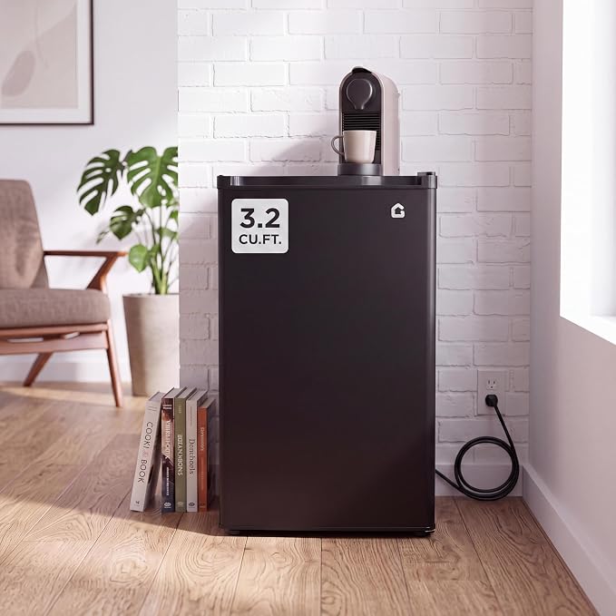 3.2 Cu. Ft. Mini Fridge Freezer, Energy-Efficient, Quiet, Adjustable Shelves by Unknown