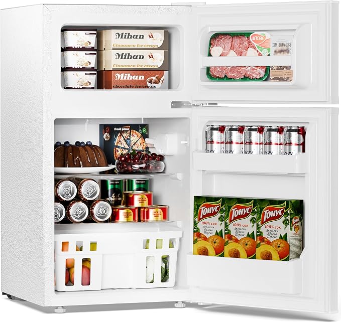 Antarctic Star Compact Refrigerator,3.2 Cu.Ft. Mini Separate Freezer Double 2-Door,Adjustable Removable Shelves for Basement,Apartment,Dorm,Office,WHITE - Image 2