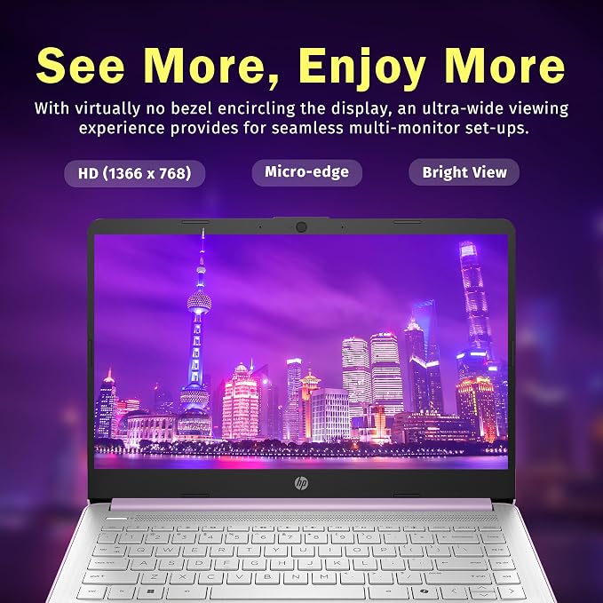 HP Stream 14" HD Laptop, Intel Processor N150, 4GB RAM, 128GB UFS, Intel Graphics, Webcam, Bluetooth, Windows 11s, Purple (Renewed) - Image 5