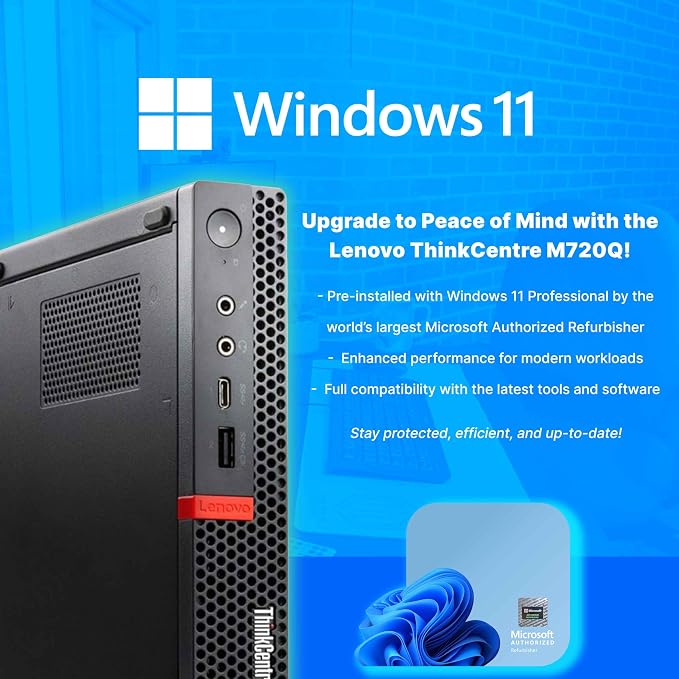 Lenovo M720Q ThinkCentre Mini PC | Windows 11 Pro | Intel i5-8400T | 16GB RAM + 500GB NVME | 5G WiFi + BT | Home or Office Micro Desktop Computer (Renewed) - Image 6