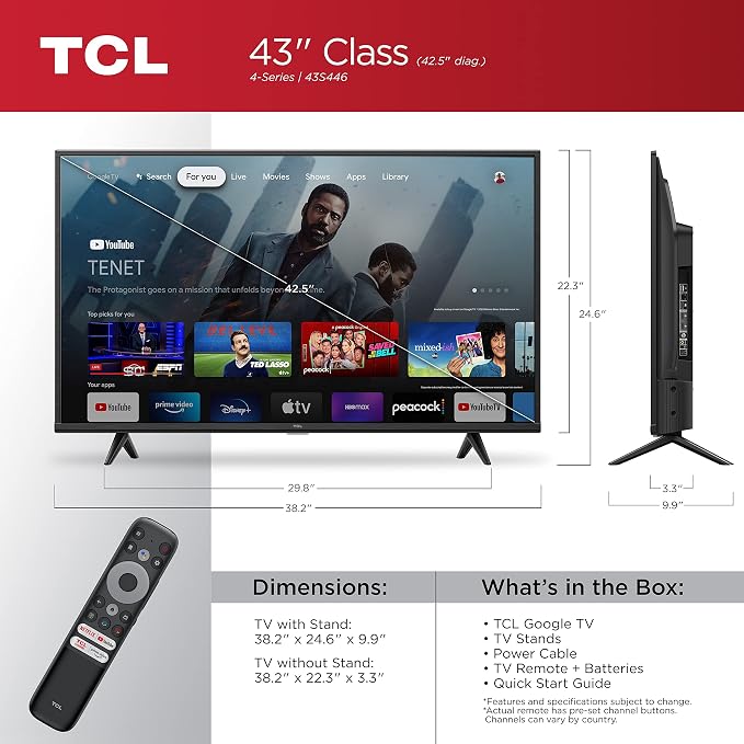 TCL 43" Class 4-Series 4K UHD HDR Smart Google TV – 43S446, 2022 Model - Image 2