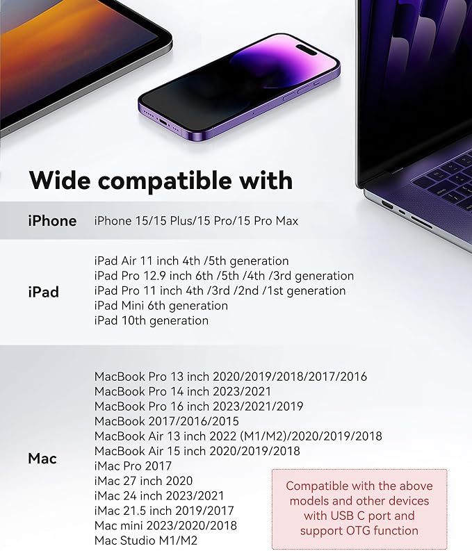 USB C SD Card Reader for iPhone 15 16/iPad/MacBook/Mac, xdgeLoad USB-C Type C - Image 4