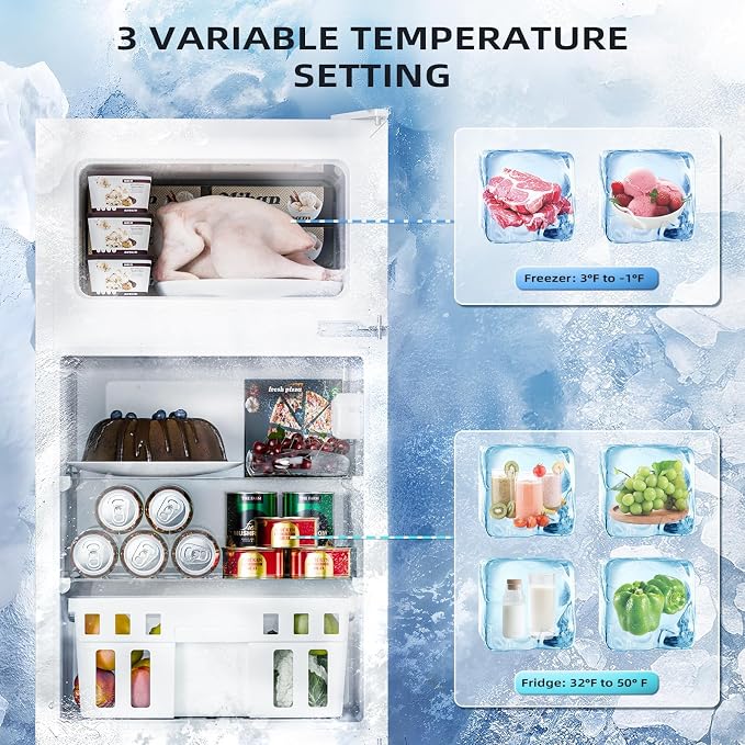 Antarctic Star 3.1 Cu.Ft.Compact Refrigerator with Freezer,Mini Fridge 2-Door with Adjustable Removable Shelves,For kitchen/Apartment/Dorm/Office,WHITE - Image 6