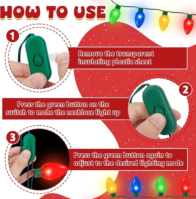 QZYL 8 Pack Christmas Necklace Light Up, Colorful Christmas Party Favor - Image 4