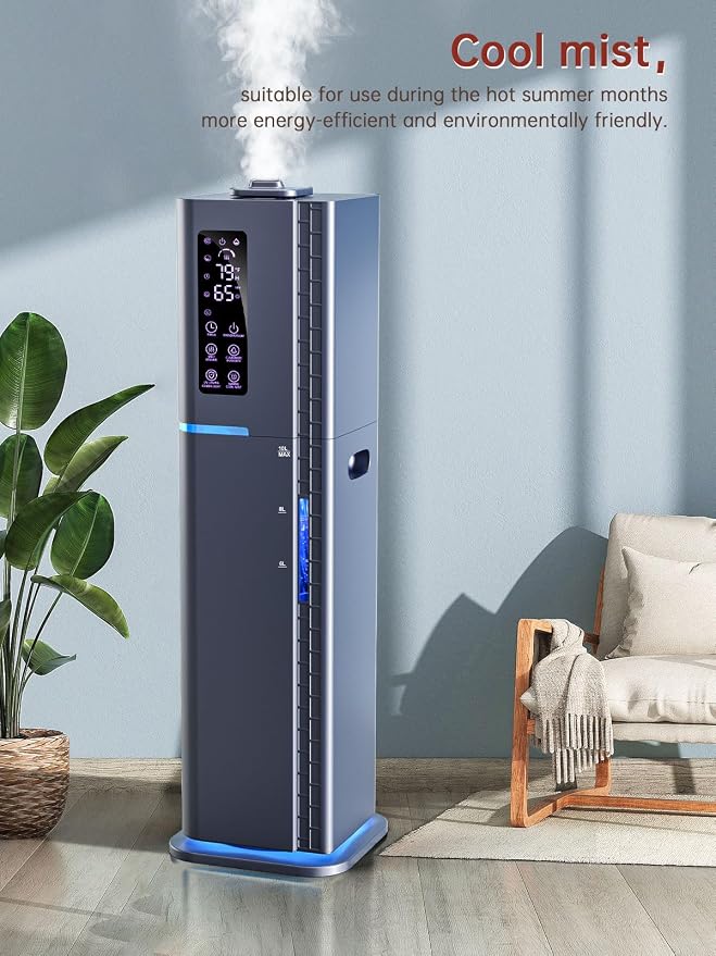 2.64Gal Humidifiers for Bedroom Large Room, Warm and Cool Mist up to 500ft², Ambient Light Top Fill Diffuser, 24H Timer, 3 Mist Modes, 35dB Quiet Humidifier for Home Office Plants - Image 6
