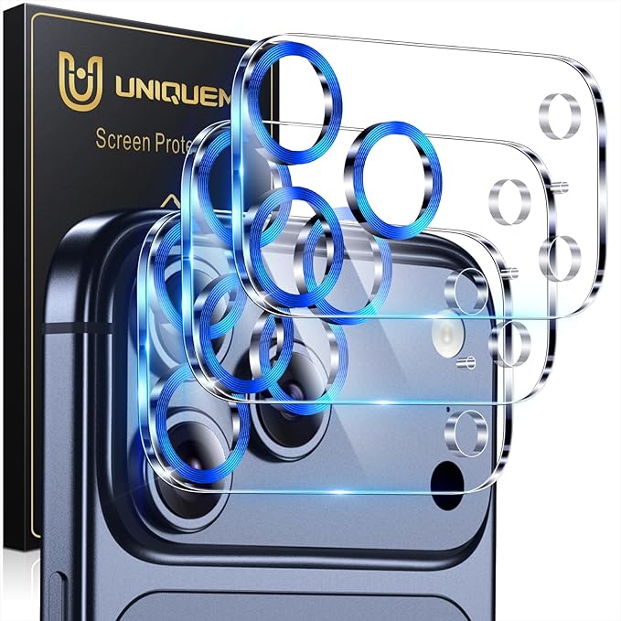 UniqueMe 3 Pack Compatible for iPhone 17 Pro Camera Lens Protector by UniqueMe