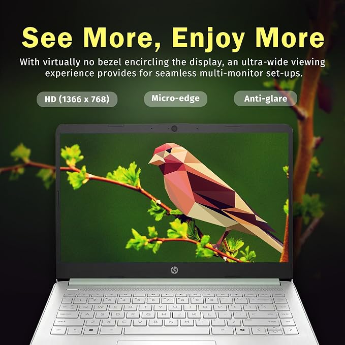 HP Stream 14" HD Laptop, Intel Processor N150, 16GB RAM, 128GB UFS, Intel Graphics, Copilot, Fast Charge, Wi-Fi 6, Win 11 S, Green (Renewed) - Image 3