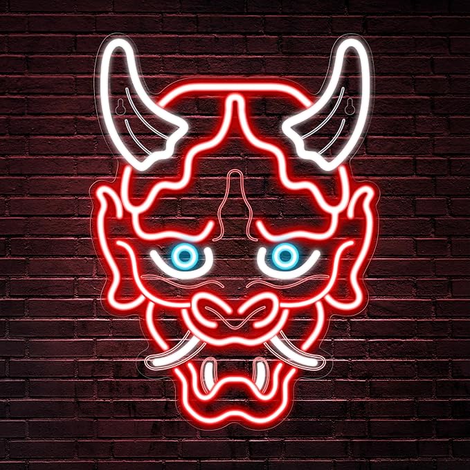Kavaas Hannya Mask Neon Sign, Anime Japanese Neon Sign by Kavaas