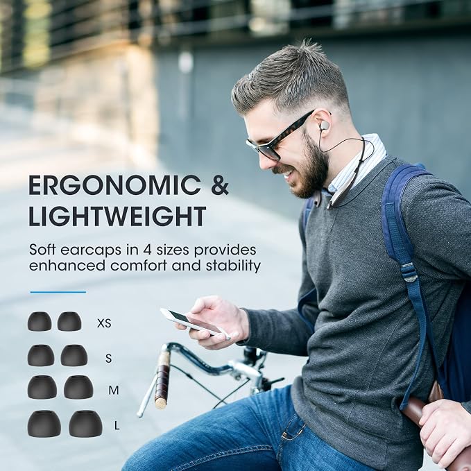 Neckband Bluetooth Headphones, 24H Playtime, Noise Isolation, Silver | Around The Neck Headphones Shark Jaw Design, Bluetooth Headsets with Call Vibration, Earbuds Built-in Mic/IPX7 Waterproof - Image 8