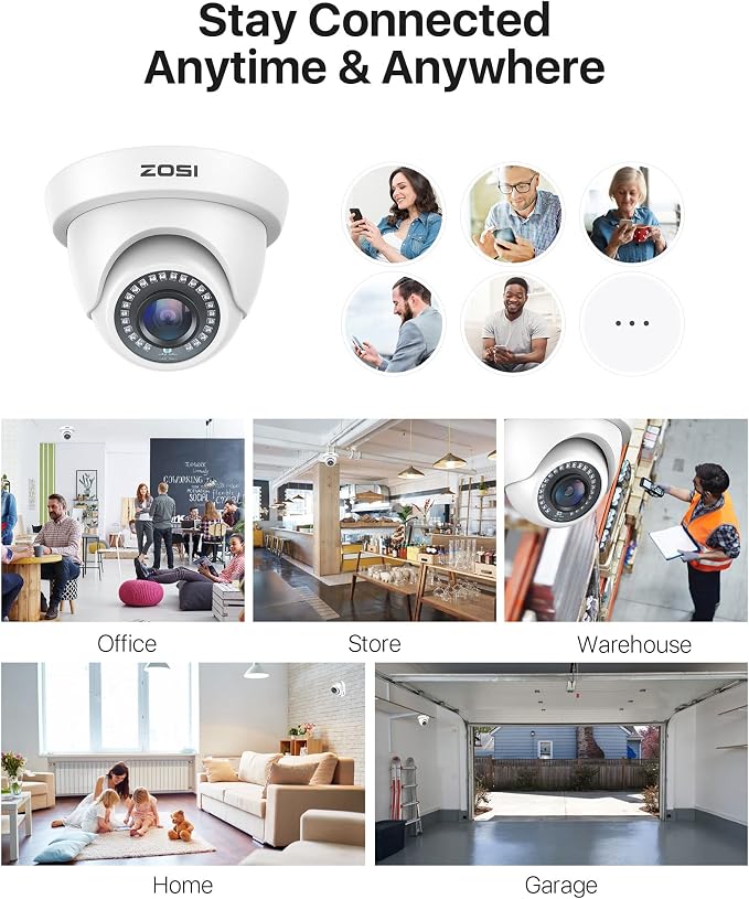 ZOSI 4Pack 2MP 1080P HD Security Cameras, 80ft Night Vision, IP66 Weatherproof - Image 6