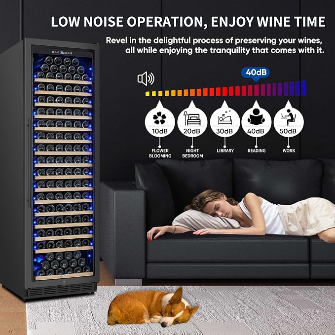 200 Bottle Upgrade Wine Cooler Refrigerator - 24 Inch Large Capacity Wine Fridge Built-In Freestanding, with Quiet Compressor, Professional Temperature Control & Wine Cellar - Black - Image 4