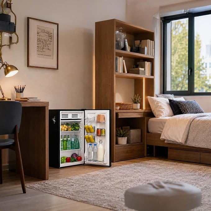 FRIGIDAIRE EFR376-BLACK 3.1 Cu Ft Black Retro Bar Fridge with Side Bottle Opener - Image 12