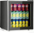 COSTWAY 60 Cans Beverage Refrigerator Cooler, Freestanding Mini Fridge | with Glass Door & Removable Shelves, Small Beverage Drink Fridge for Soda Beer Wine, 1.6 Cu.Ft by COSTWAY