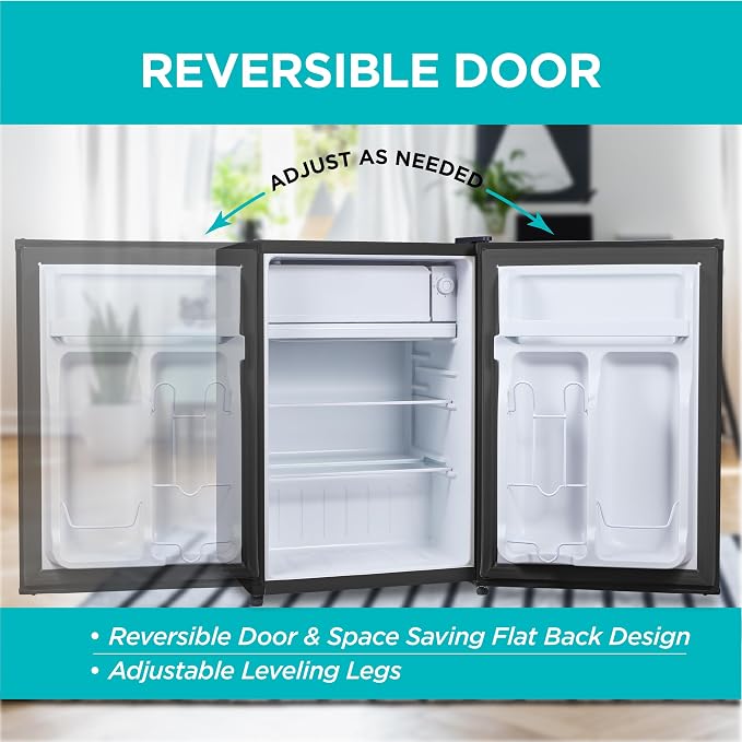 BLACK+DECKER 2.5 Cu. Ft. Compact Refrigerator, Energy Star, BCRK25B, Black | Energy Star Certified, Single Door Mini Fridge with Chiller Compartment, Personal Fridge for Home or Dorm, R600a Refrigerant - Image 5