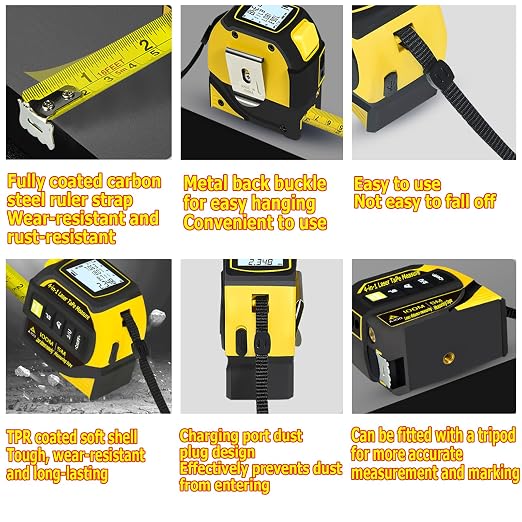 tape measure 4-in-1 laser Digital Measuring Tape & 40m/131ft Laser Distance - Image 6