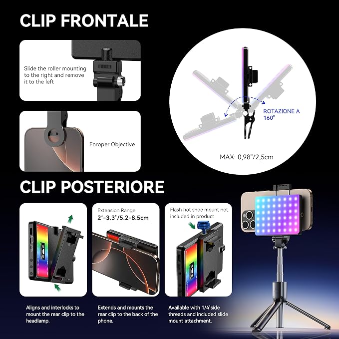 ENEGON RGB Selfie Light, 360° Full Color RGB Video Light - Image 4