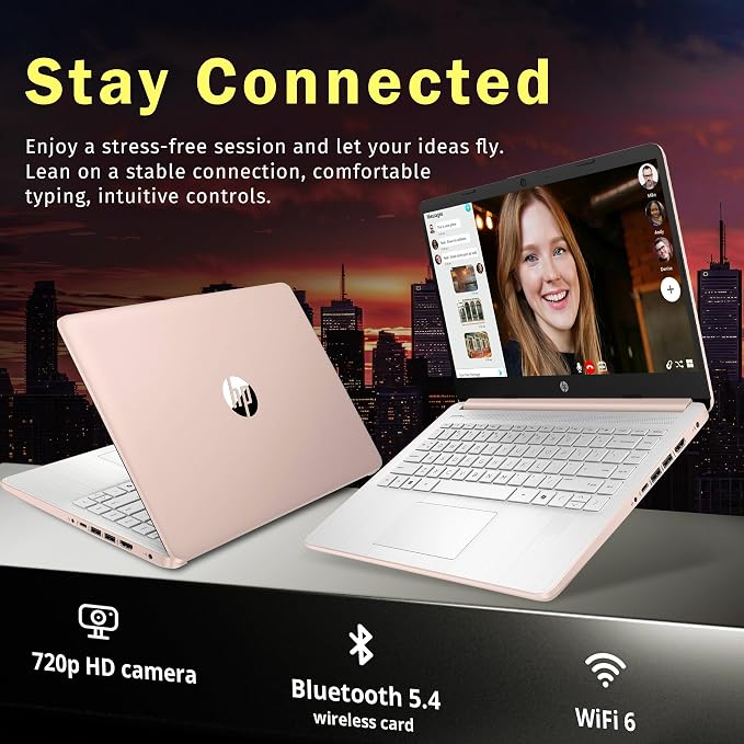 HP Stream 14" HD Laptop, Intel Processor N150, 4GB RAM, 128GB UFS, Intel Graphics, Webcam, Wi-Fi 6, Long Battery Life, Copilot, Windows 11 S, Gold (Renewed) - Image 4