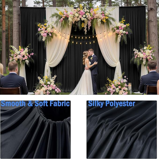 12ft x 10ft Black Backdrop Curtains - Image 5