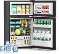 Electactic 3.2 Cu.Ft Mini Fridge with Freezer for Bedroom, Office, Black | 2 Reversible Doors, Adjustable Thermostat & Removable Glass Shelves, Energy Saving, Compact Small Refrigerator for Apartment by Electactic