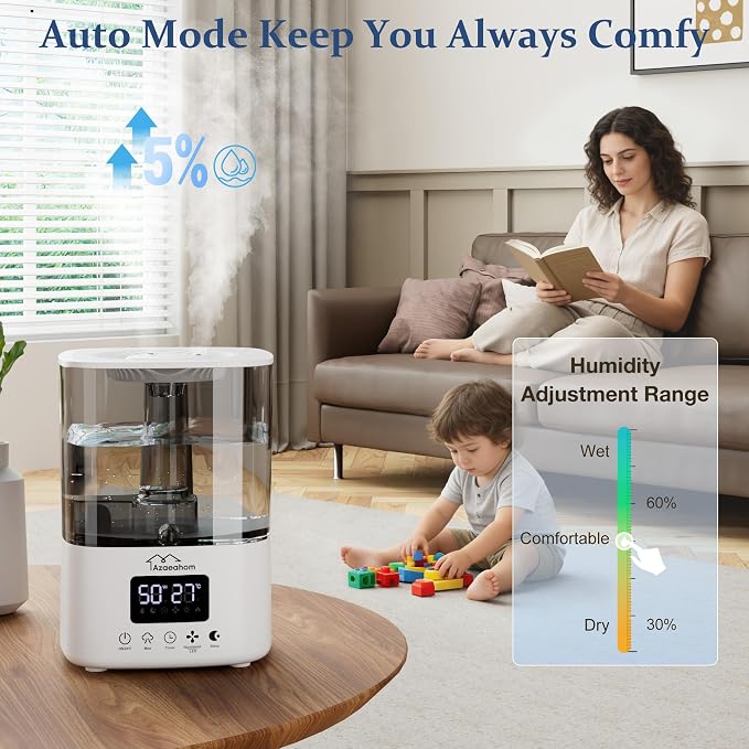 Smart Humidifiers for Bedroom, Top Fill 4L Cool Mist Air Humidifier for Large Room, Essential Oil Diffuser App Control, Fast Symptom Relief, Nightlight, 12H Quiet Runtime for Baby, Plant - Image 2