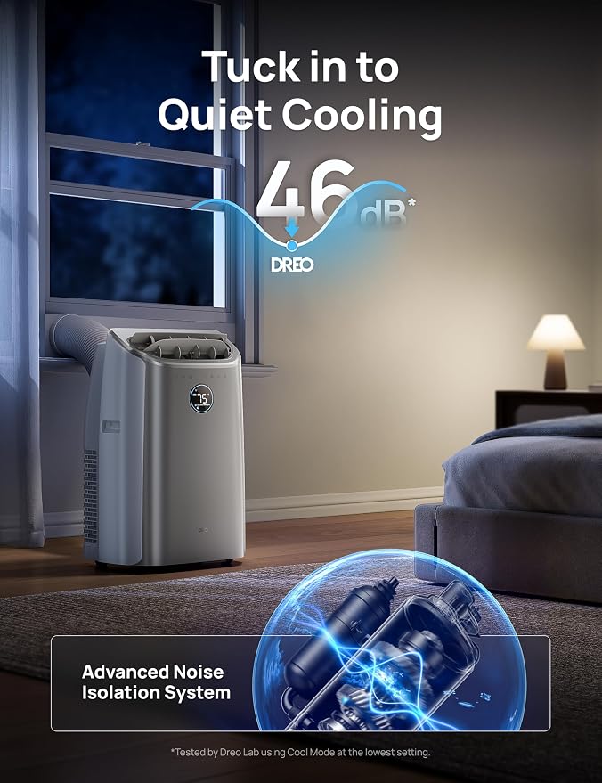 DREO Portable Air Conditioners, 14000 BTU AC Unit for Bedroom with Drainage-Free Cooling, 3-in-1 with Fan & Dehumidifier, Touch/APP/Voice/Remote, 24h Timer, Smart Floor AC for Room Indoors, AC516S - Image 4